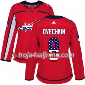 Washington Capitals tröja Alex Ovechkin 8 Röd USA Flag Fashion 2017-2018 Adidas Authentic - Dame NHL Tröjor